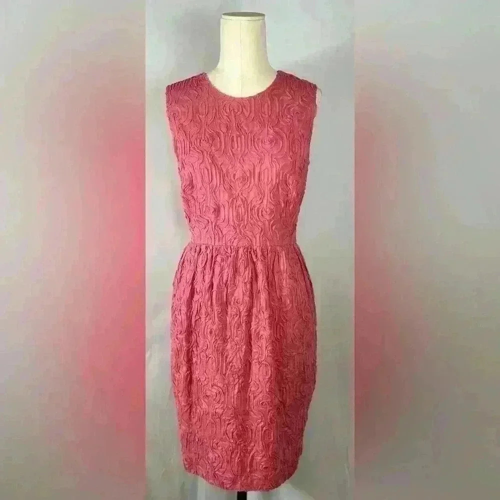 Talbots Rose-Pink Textured Sleeveless Midi Dress 16p